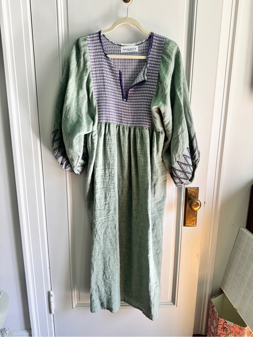 Women’s Sage Green Embroidered Midi Dress by Misa Leuca